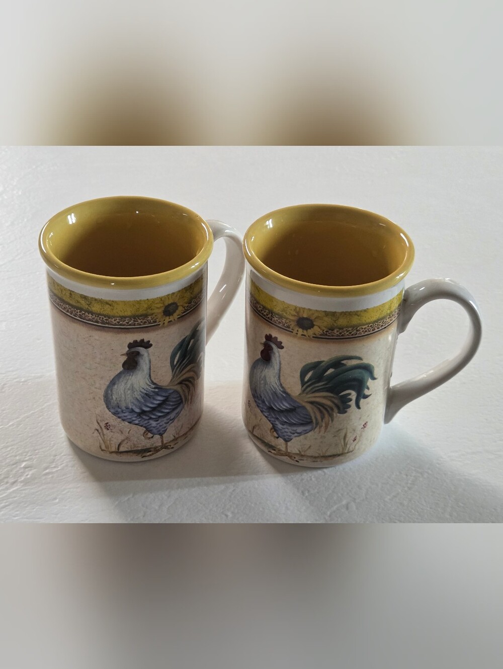 Gibson Ceramic Rooster Mugs - Pair